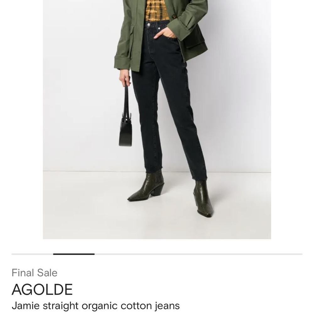 Agolde High Rise Jamie Black Straight Leg Destructed Jeans